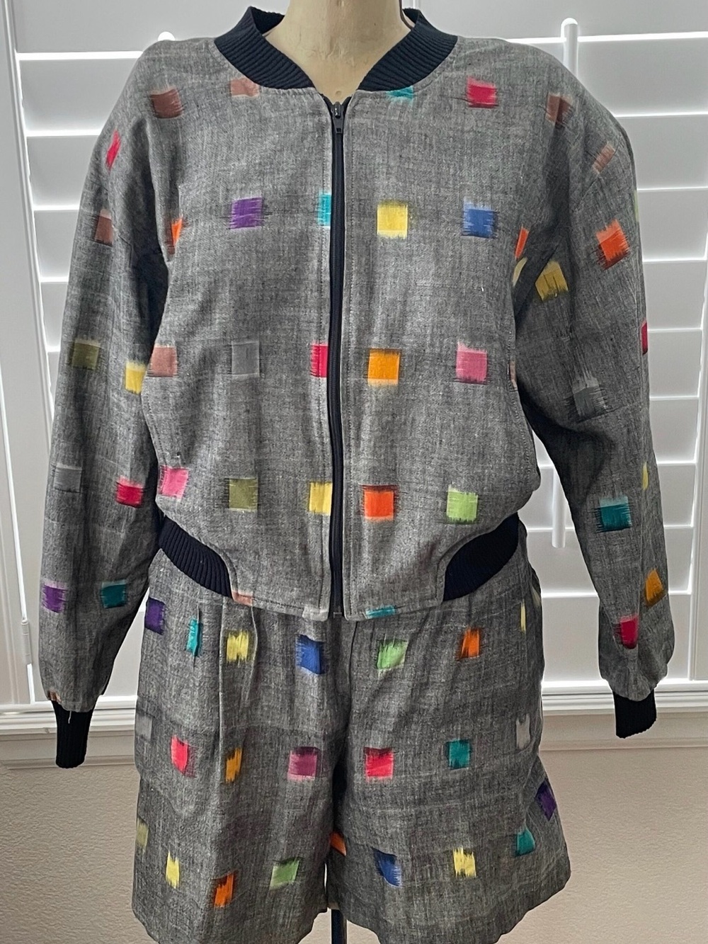 Vintage 90s Bomber Jacket and High Waisted Short Set Size Medium